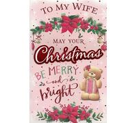 Christmas Card for Wife, Extra Large 8 Page Design, 12x8 Inches, Traditional xmas Wishes OE