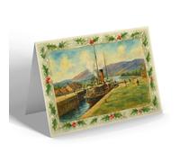 CHRISTMAS CARD - Fort Augustus SSCavalier through the Locks - Vintage Art Style