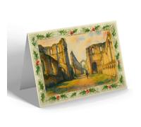 CHRISTMAS CARD - Fountains Abbey. Interior - Vintage Art Style