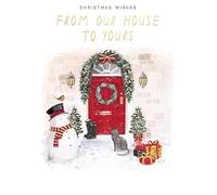 Christmas Card From Our House To Yours - Luxury Snowman Traditional Xmas Card