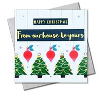 Christmas Card, From our house to yours, text foiled in shiny gold