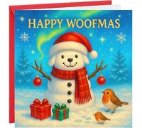 Christmas Card From The Dog Christmas Cards For Dog Dad Mum Xmas Cards From The Doggy Snowdog Snowman Merry Woofmas