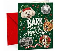 Christmas Card Funny Dogs Bark the Herald Angels Sing