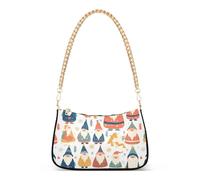 Christmas Card Funny Gnomes Scandinavian Flat Trendy Chain Shoulder Bags for Women Crossbody Hand Bag for Travel