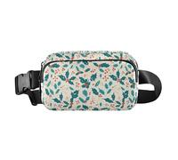 Christmas Card Funny Gnomes Scandinavian Flat Waterproof Crossbody Bag Waist Packs with Adjustable Strap for Travel Gym, Christmas Holly Berries, One Size