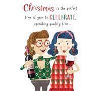 Christmas Card, Funny Humour Text 2 girls - 7 x 5 inches - Piccadilly Greetings