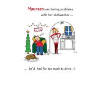 Christmas Card, Funny Humour Text Dishwasher - 7 x 5 inches - Piccadilly Greetings