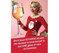 Christmas Card, Funny Humour Text One glass - 7 x 5 inches - Piccadilly Greetings