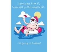 Christmas Card, Funny Humour Text Santa holiday - 7 x 5 inches - Piccadilly Greetings