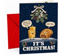 Christmas Card Funny Picky Bits Cheese and Sausage Roll
