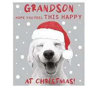 Christmas Card Grandson Labrador Dog Santa - Luxury Humorous Festive Xmas Card