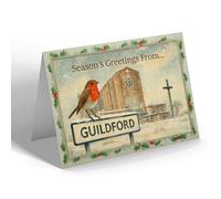 CHRISTMAS CARD - Guildford - Cathedral from South East - Vintage Design