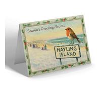 CHRISTMAS CARD - Hayling Island - Beach - Vintage Design