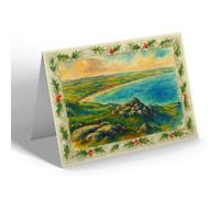 CHRISTMAS CARD - Hell's Mouth from the Rocks, Rhiw - Vintage Art Style