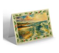CHRISTMAS CARD - High Tide at Splash Point, Worthing - Vintage Art Style