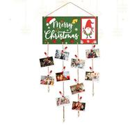 Christmas Card Holder Wooden Merry Christmas Wall Hanging Picture Holders with 30 Snowflake Wooden Clips for Christmas Home Office Crafts Display (Green)