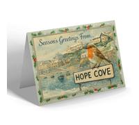 CHRISTMAS CARD - Hope Cove - Cottage Hotel - Vintage Design