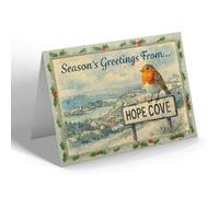 CHRISTMAS CARD - Hope Cove - Inner Hope - Vintage Design b