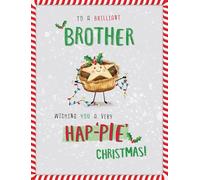 Christmas Card, Humour Text Brother Mince pie - 8 x 6 inches - Piccadilly Greetings