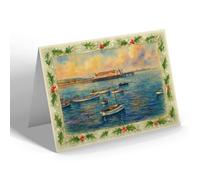 CHRISTMAS CARD - Knightstone Harbour, Weston-super-Mare (b) - Vintage Art Style