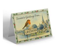 CHRISTMAS CARD - Leicester - St. Mary de Castro & Gardens - Vintage Design