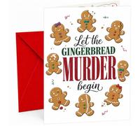 Christmas Card Let the Gingerbread Murder Begin Funny Biscuits