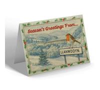 CHRISTMAS CARD - Llanwddyn - Dam & Lake Vyrnwy - Vintage Design c
