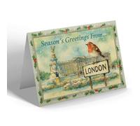CHRISTMAS CARD - London - Buckingham Palace - Vintage Design b
