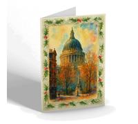 CHRISTMAS CARD London. St Paul's Cathedral. The N.E. Corner - Vintage Art Style