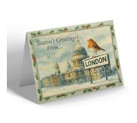 CHRISTMAS CARD - London - St. Paul's Cathedral - Vintage Design