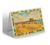 CHRISTMAS CARD - Lowestoft. The Pier & Sands - Vintage Art Style