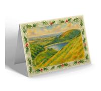CHRISTMAS CARD - Malvern Hills from Hereford Beacon (b) - Vintage Art Style