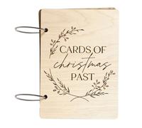 Christmas Card Memory Book,Christmas Card Book - Wooden Card Holder for Christmas Scrapbooking with Christmas Memories - Secure Postcard Photo Album Book