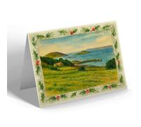 CHRISTMAS CARD - Mermaid Tavern & the Harbour, Herm (b) - Vintage Art Style