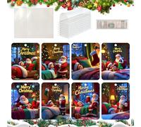 Christmas Card Money Holder, Money Holder, Christmas Decoration, 8 x Money Clips with Christmas Scene in Blue Tones, Holiday Room Decoration, Colourful Handmade Money Dispenser for Door Window Tree
