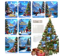 Christmas Card Money Holder, Money Holder, Christmas Decoration, 8 x Money Holders with Christmas Scene, Holiday Room Decoration, Colourful Handmade Money Dispenser for Door Window Tree