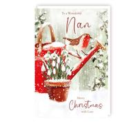 Christmas Card Nan Nanna Nanny Grandma Robin - Cute Stylish Festive Xmas Card