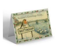 CHRISTMAS CARD - Nottingham - Victoria Embankment, Trent Bridge - Vintage Design