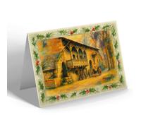 CHRISTMAS CARD - Old Mill Guy's Cliff Near Warwick - Vintage Art Style