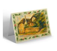 CHRISTMAS CARD - Old Shepherd's Cottage, Beer - Vintage Art Style