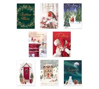 Christmas Card Pack of 40 Traditional Multipack Box - 8 Festive Design Xmas Cards With Envelopes