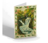 CHRISTMAS CARD - Pecca Twin Falls, Ingleton - Vintage Art Style