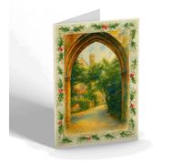 CHRISTMAS CARD - Peterborough Cathedral from Infirmary - Vintage Art Style