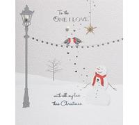 Christmas Card (PLK5030) One I Love - With All My Love This Christmas - Snowman - Hand Embellished With Pearls
