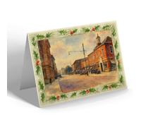 CHRISTMAS CARD - Queen Street, Exeter - Vintage Art Style