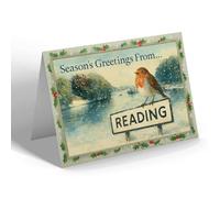 CHRISTMAS CARD - Reading - Thames from the Weir - Vintage Design