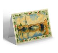 CHRISTMAS CARD - River Nene & the Bridge, Peterborough - Vintage Art Style