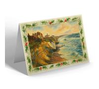 CHRISTMAS CARD - Rough Sea Off the Cliffs, Lowestoft - Vintage Art Style