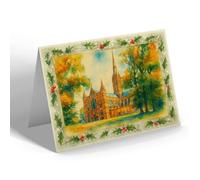 CHRISTMAS CARD - Salisbury Cathedral (b) - Vintage Art Style