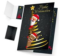 Christmas Card Set (12 Pieces) Santa & Reindeer - Elegant Premium Folding Cards - Ideal Private & Business - Merry Christmas Cards from Breitenwerk